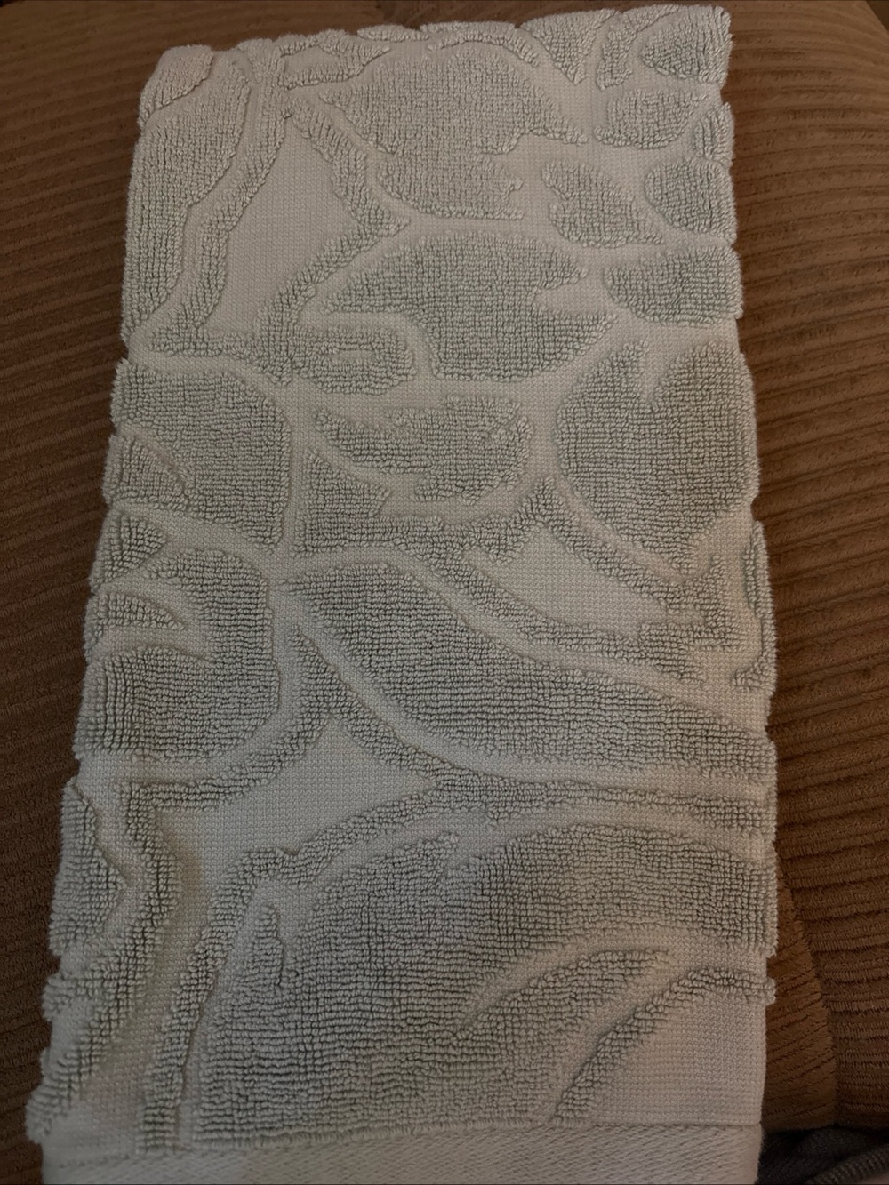 Cost Plus World Market Cream Raised Floral Hand Towel